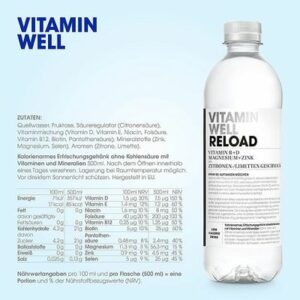 Vitamin Well Drink 12 x 500ml Zitronen-Limetten Geschmack Nährwertangaben